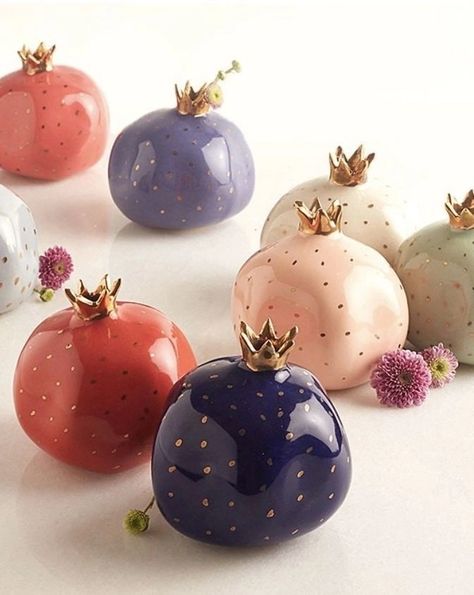 Pomegranate Decor, Deco Fruit, Pomegranate Art, Clay Ceramics, Dry Clay, Ceramic Clay, Clay Pottery, Powder Blue, Clay Art