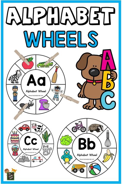 Alphabet Wheel Free Printable, Alphabet Games For Preschool Circle Time, Initial Sounds Activities, Skill Development Activities, Alphabet Wheel, Alphabet Games For Kindergarten, Beginning Sounds Activities, Letter Sounds Kindergarten, Alphabet Clip Cards