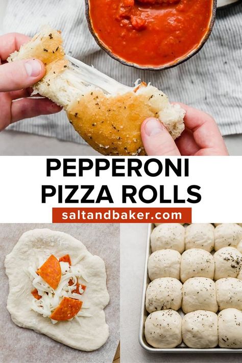 Homemade Pepperoni Rolls, Pepperoni Rolls Recipe, Pizza Poppers, Homemade Pepperoni, Pepperoni Pizza Rolls, Herbed Butter, Pizza Buns, Homemade Pizza Rolls, Homemade Pepperoni Pizza