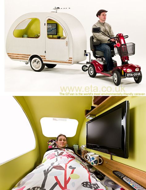 love it! Mini Caravan, Small Caravans, Kombi Motorhome, Tiny House Blog, Bike Motor, Living Simply, Mini Camper, Bike Gear, Mobility Scooter