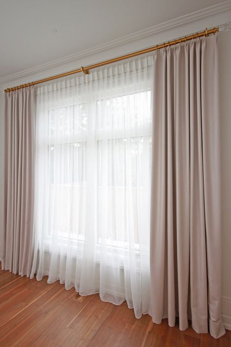 Sheer Curtains, French Pleated Voile Drapery “Hudson”, Sheer Curtains Panels, Custom Sheer Panels, Voile Curtains, Window treatments #WindowTreatment #PleatedSheers #SheerDraperyPanels #SheerCurtains #PleatedSheer #SheerPanels #CustomSheerCurtain #FrenchPleatedSheer #DraperySheers #CustomSheer Curtains With Sheer In The Middle, Classic Curtains French, French Pleat Curtains, Sheer Curtains Bedroom, Drapery Treatments, Curtains Sheer, French Pleat, Voile Panels, Unique Curtains