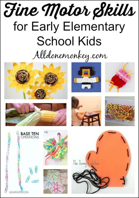 A collection of activities to develop fine motor skills for early elementary school students. Fine Motor Activities For Kids, Classy Art, Early Elementary Resources, Gross Motor Activities, Elementary Activities, Fine Motor Skills Activities, Motor Skills Activities, Preschool Lesson Plans, Kindergarten Resources