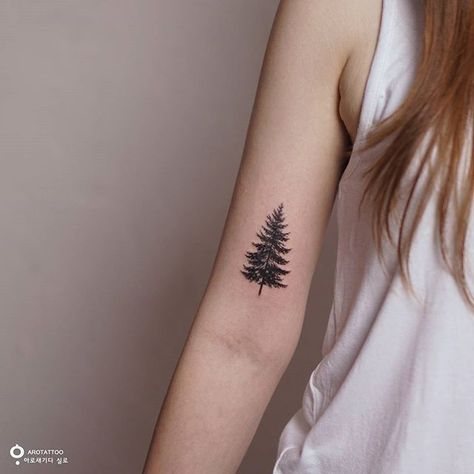 Evergreen Tree Tattoo, Tattoo Fairy, Pine Tattoo, Tree Tattoo Small, Family Tree Tattoo, Tree Tattoos, Pine Tree Tattoo, Shape Tattoo, Muster Tattoos