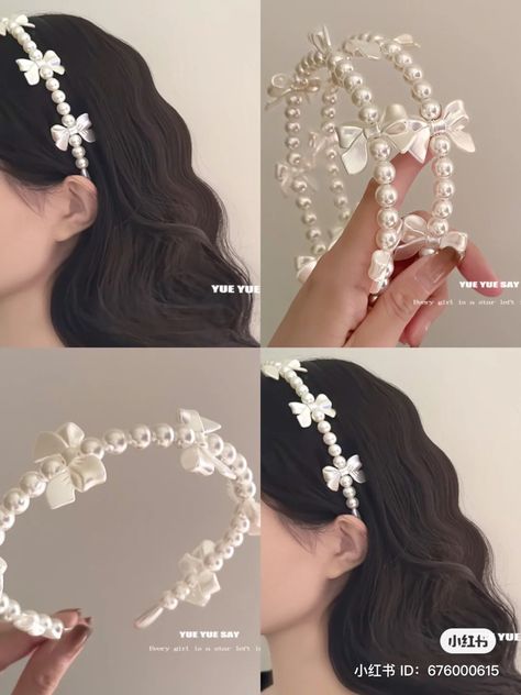 Designer Hair Accessories, Hair Tie Accessories, Gelang Manik-manik, Pretty Jewelry Necklaces, Kawaii Hairstyles, Hair Accessories Collection, Gelang Manik, Hair Accessories Clips, Haiwan Peliharaan