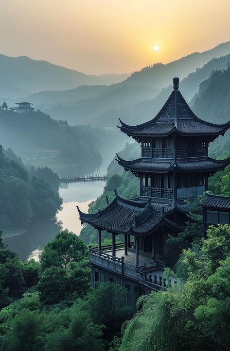 Tea Pavilion, Tranquil Dawn, Lab Experiment, Novel Study, Mountain Travel, The Tea, Asian Style, Sun, Tea