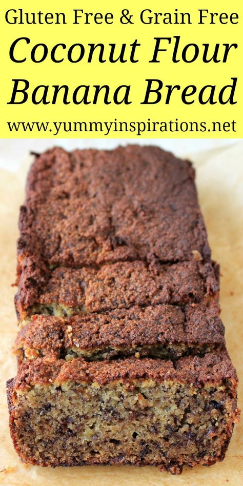 Banana Bread With Coconut Flour Recipe - BEST Easy & Gluten Free Banana Bread With Coconut Flour, Bread With Coconut Flour, Banana Bread With Coconut, Banana Bread Recipe Video, Banana Bread Healthy Easy, Recipes Using Coconut Flour, Coconut Flour Banana Bread, Coconut Flour Bread, Grain Free Bread