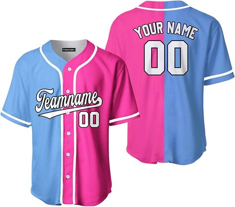 Amazon.com: Custom Pink Black-White Light Blue Split Baseball Jersey,Customized Light Blue Baseball Shirts Sports for Men Women Adult,Pink Black-White Light Blue Split Baseball Jersey Sports | JN10132 : Clothing, Shoes & Jewelry Jersey Uniform, Baseball Jersey Men, Custom Baseball Jersey, Orange Fox, Team Uniforms, Uniform Design, Pink Dark, Blue White And Black, Baseball Team