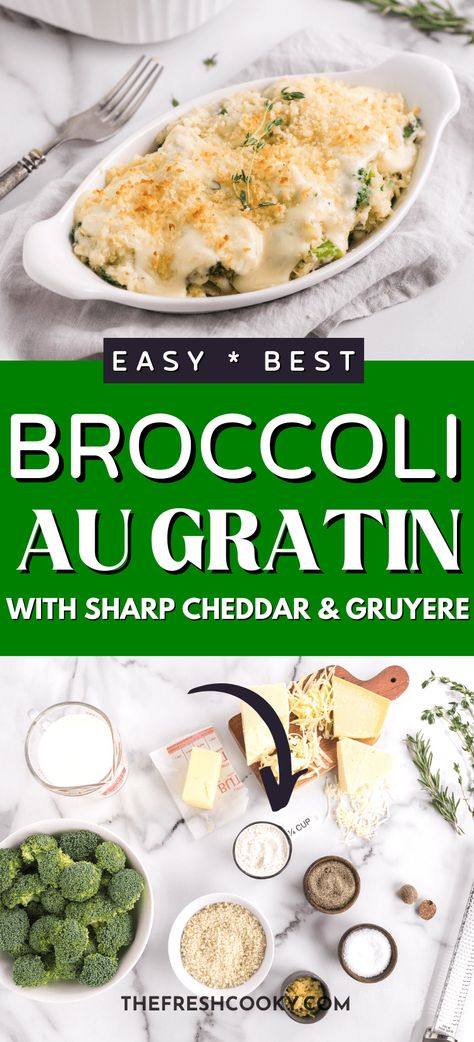 Easy Cheesy Broccoli Au Gratin Recipe • The Fresh Cooky Potato Broccoli Gratin, Broccoli Au Gratin Recipe Easy, Broccoli Au Gratin Recipe, Broccoli Au Gratin, Christmas Recipes Sides, Easy Cheesy Broccoli, Gratin Recipes, Broccoli Gratin, Carb Quick