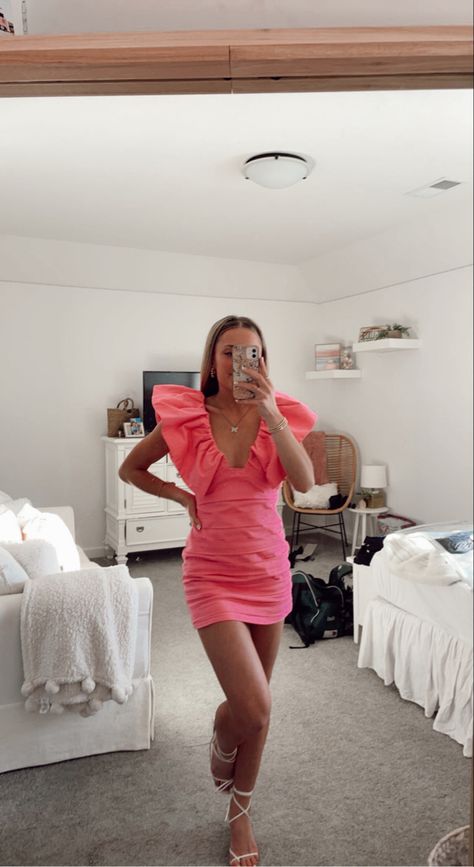 #dance #school #pink #dress Valentines Semi Formal Dresses, Pink Valentines Dance Dresses, Valentine’s Dance Dresses, Sweetheart Dance Dresses, Winter Formal Dresses Short Tight Pink, Hoco Dresses 2024 Pink, Valentine Dance Dresses, Pink Fitted Dance Dress, Coral Hoco Dress