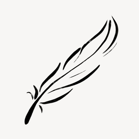 Feather clipart, drawing illustration, black and white design | free image by rawpixel.com / ton Feather Simple Drawing, One Line Feather Tattoo, Feather Graphic Design, Feather Outline Tattoo, Feather Line Drawing, Simple Feather Drawing, Feather Pen Drawing, Feather Line Art, Feathers Drawing