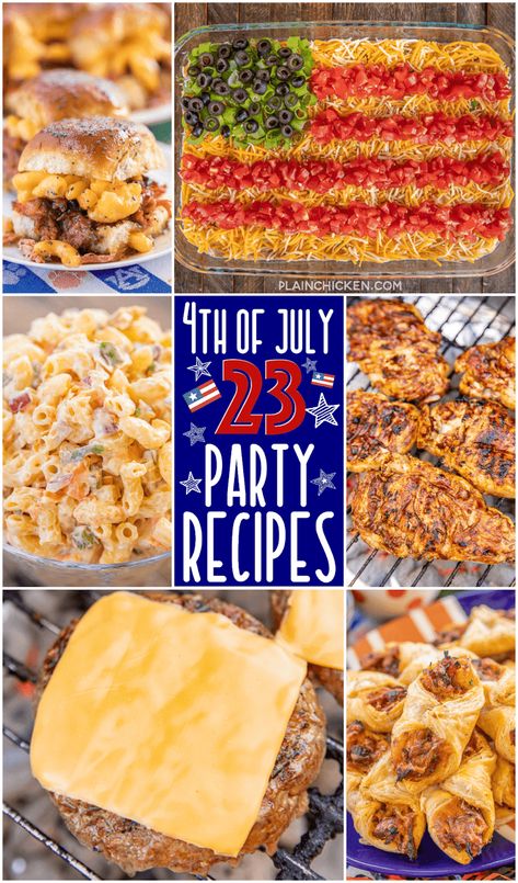 4th July Food, Fourth Of July Party, Patriotic Food, 4th Of July Desserts, Plain Chicken, Fourth Of July Food, Cookout Food, The Fourth Of July, Party Recipes