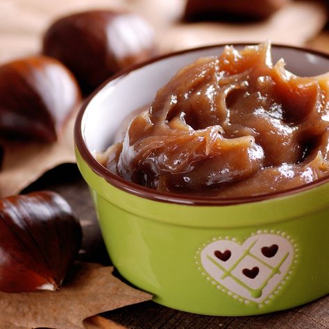 Chestnut jam is a great way to enjoy such a delightful autumn fruit. Make it at home with our easy recipe. Chestnut Butter Recipe, Chestnut Cream Recipe, Chestnut Butter, Chestnut Dessert, Cooking Chestnuts, Chestnut Jam, England Recipes, Chestnut Recipes, Chestnut Cream