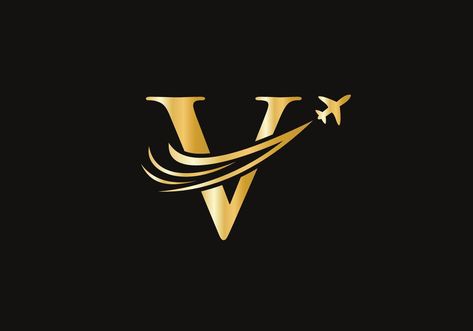 Letter V Travel Logo Design Concept With Flying Airplane Symbol V Logo Design Letter, Travel Logo Design, V Logo Design, Logo Design Letter, Flying Airplane, Logo Design Concept, V Logo, Flying V, Travel Logo