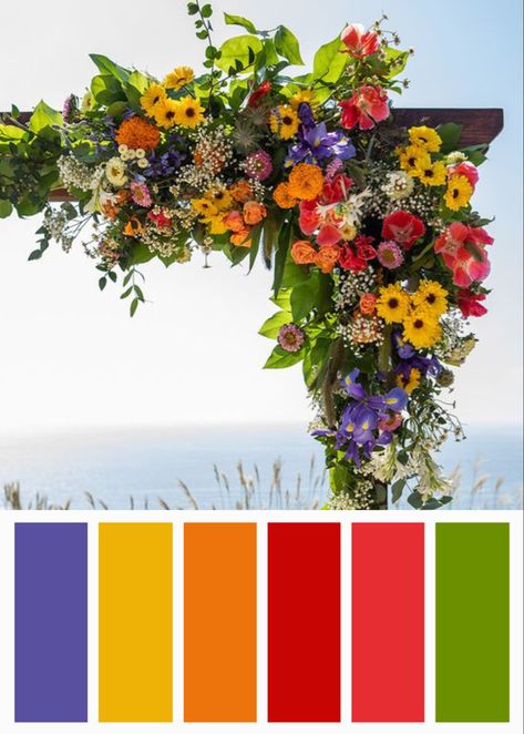 Bright Color Pallets, August Wedding Colors, Bridesmaid Color Scheme, August Colors, Wedding Theme Color Schemes, Wildflower Wedding Theme, Bright Wedding Colors, Fall Wedding Color Schemes, Wedding Wishlist