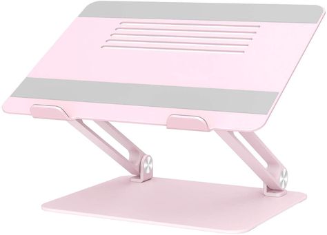 Amazon.com: Laptop Stand, Boyata Adjustable Laptop Riser with Slide-Proof Silicone and Protective Hooks, Aluminum Notebook Stand for Laptop up to 17 Inches, Laptop Holder Compatible for MacBook, Surface Laptop: Office Products Pink Macbook, Laptop Riser, Laptop Decoration, Laptop Holder, Gold Office, Pink Laptop, Ipad Holder, Computer Room, Surface Laptop