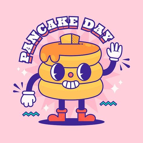 Pancake Logo Design, Pancake Character, Pancake Cartoon, Pancake Logo, Cute Mascot Design, Pancakes Illustration, Pancake Graphic, Pancake Illustration, Cartoon Pancakes