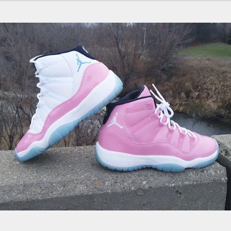 Custom Pink Air Jordan 11s Pink Jordans 4s, Jordans 11, Pink Jordan 11, Air Jordan 11s, Jordan 11 Outfit Women, Pink 11s, Jordan 11s, Pink Jordans, Custom Jordans