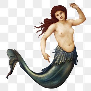 Mermaidcore Png, Mermaid Icon, Public Domain Art, Ocean Png, Mermaid Png, Mermaid Water, Burne Jones, Edward Burne Jones, Vintage Png