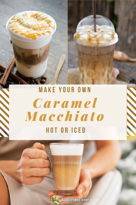 Starbucks Macchiato Recipe, Starbucks Caramel Macchiato Recipe, Starbucks Macchiato, Caramel Macchiato Starbucks, Keurig Recipes, Espresso Drink Recipes, Caramel Macchiato Recipe, Macchiato Recipe, Pumpkin Cream Cold Brew