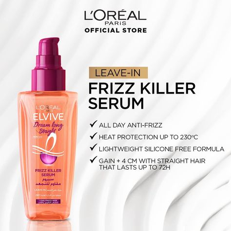 Frizz Control Serum, Elvive Serum, Best Hair Serum For Frizzy Hair, How To Get Frizz Free Hair, How To Stop Frizzy Hair, Best Anti Frizz Hair Products, Anti Frizz Hair Tips, Heat Protection For Hair, Frizzy Hair Routine