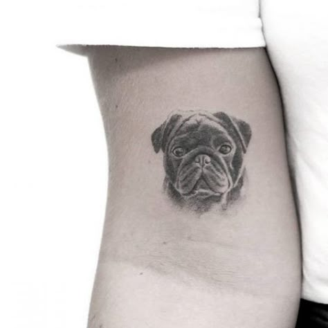 Black Pug Tattoo, Watercolor Dog Tattoo, Pug Tattoo Small, Pug Dog Tattoo, Dog Tattoo Design, Violet Tattoo, Pug Tattoo, Seahorse Tattoo, Dog Memorial Tattoos