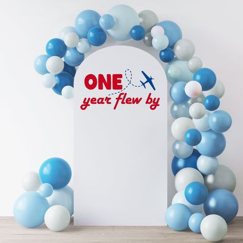 Airplane Birthday Decal for Party Balloon Arch, One Year Flew by Birthday Decal, Plane Birthday Decor - Etsy Onederful World Birthday Boy, Airplane Party Theme, Party Balloon Arch, Airplane Birthday Party Decorations, Birthday Balloon Arch, Arch Decal, Plane Birthday, Planes Birthday Party, Planes Birthday