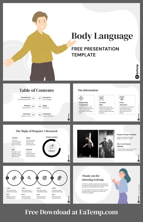 Body Language PPT Presentation Template - Free PowerPoint Templates, Google Slides, Figma Deck And Resume Free Powerpoint Templates, Effective Presentation, Nonverbal Communication, Google Slides Theme, Ppt Presentation, Study History, Template Google, Slides Template, Presentation Template Free