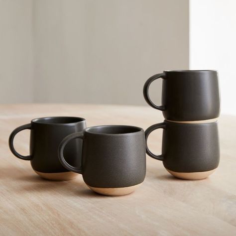 An elevated approach to dinnerware, our Mill Ceramic Mugs are finished with a gloss to pop in any setting. Serve friends or family in any setting with these lovely mugs. KEY DETAILS 5.4"diam. x 4"h. 19 fluid oz. capacity. Ceramic. Black finish option is matte and Natural finish option has a shine. Exposed rim of Natural finish option is unique due to natural materials. Sold as a set of 4 or 8. Made in China. Coffee Set Design, Modern Dinner Plates, Mug Sets, Branded Mugs, Elegant Living Room Design, Modern Dinnerware, Plates And Bowls Set, Pasta Bowl Set, Bespoke Post