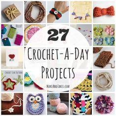 27 Crochet-A-Day Crochet Patterns and Tutorials - Make and Takes Quick Crochet Projects, Crochet Gratis, Crochet Vintage, Quick Crochet, Yarn Projects, Love Crochet, Easy Crochet Patterns, Crochet Accessories, Crochet Gifts