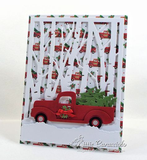 Idea For Christmas Cards, Red Truck Christmas Cards Handmade, Christmas Cards To Make With Cricut, Vintage Red Truck Christmas Pictures, Christmas Tree Card Ideas, Christmas Cricut Cards, Masculine Christmas Cards, Christmas Cards Cricut, Christmas Cards Homemade