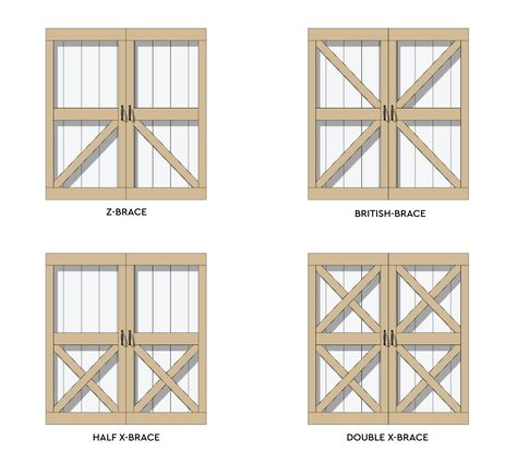 Full DIY guide on how to build a shed double door with dimensions and cut patterns. Building Shed Doors, Shed Door Ideas Diy, Double Door Shed Ideas, Barn Doors For Shed, How To Build A Shed Door, Diy Shed Doors How To Build, Shed Doors How To Build, Shed Doors Designs, Double Shed Door