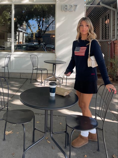 Rl Sweater Outfit, Polo Winter Outfits, Ralf Lauren Girl Aesthetic, Polo Girl Outfits, Polo Knit Sweater Outfit, Ralph Lauren Knit Sweater Outfit, Ralph Lauren Girl Aesthetic, Ralph Lauren Flag Sweater Outfit, Ralph Lauren Jumper Outfit