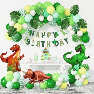 Durable and Reliable Materials: Our dinosaur birthday balloons kit are made of high-quality materials and can be safely used around children, dinosaur printed paper made of sturdy cardboard, colourful and reusable materials, will bring life to the dinosaur birthday decorations for your child. Dino Balloons, Jungle Dinosaur, Dinosaur Birthday Decorations, Dinosaur Party Decorations, Balloons Arch, Dinosaur Birthday Party Decorations, Dinosaur Balloons, Dinosaur Cake Toppers, Jungle Theme Parties