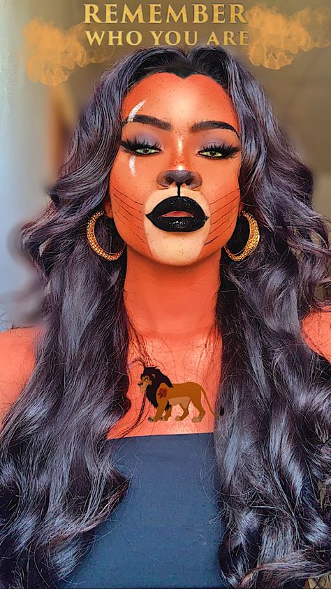 Scar Lion King Makeup Halloween, Scar Halloween Costumes For Women, Scar Diy Costume, Female Scar Costume Lion King, Two Women Costume Ideas, Diy Scar Costume, Tigger Makeup Halloween, Scar Disney Costume, Lion Costume Women Diy