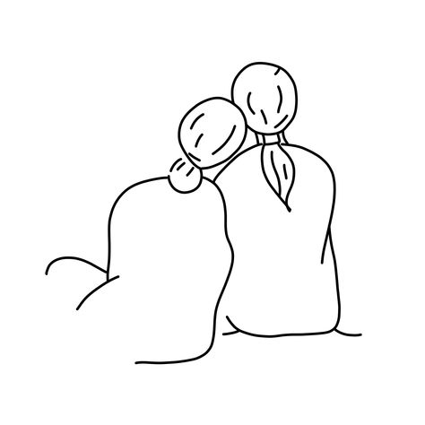 Mother and daughter sitting together Mother And Daughter Doodle, Cute Mother Daughter Drawing, Mom And Daughter Black And White, Mother Daughter Canvas Painting, Mom Daughter Sketch, Mother Daughter Drawing Easy, Mum And Daughter Drawing, Mom And Daughter Silhouette, Mother And Daughter Images