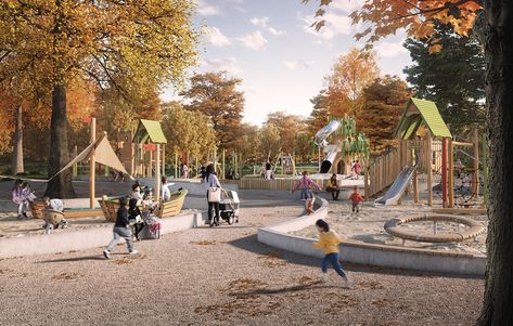 Playgrounds Architecture, Playground Landscaping, Town Design, Architecture Portfolio Layout, Linear Park, Renovation Architecture, Graphic Design Architecture, Park Playground, Architecture Inspiration