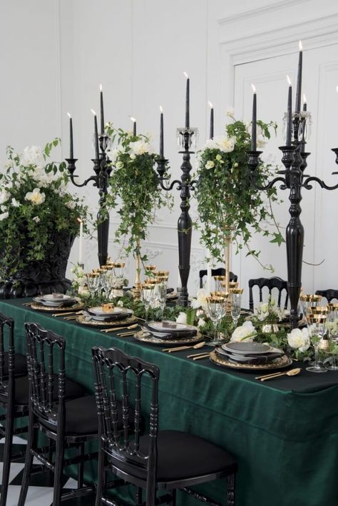 Luxe Emerald Wedding Inspiration – Black centerpieces - Black Candleholders - #WeddingInspiration #WeddingIdeas #Weddingblog #weddingphotography #weddingdecor #weddingdecorIdeas #knotsvillaweddings #Knotsvilla #Canadaweddingblog #emeraldwedding #emeraldweddingIdeas - Emerald Wedding decor - Emerald Green Wedding Ideas Terrarium Wedding Decor, Emerald Gold And Black Wedding, Emerald Green Wedding Centerpieces, Emerald Green And Black Wedding Theme, Black Emerald Gold Wedding, Black And Emerald Green Wedding, Emerald Green Wedding Party, Emerald Green And Black Wedding, Black And Green Wedding