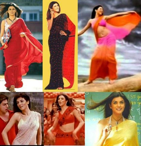 Alia Bhatt To Sushmita Sen, 7 Iconic Bollywood Saree Moments Over The Years - India's Largest Digital Community of Women | POPxo Main Hoon Na, Cold Wear, 90s Bollywood Aesthetic, Sushmita Sen, 90s Bollywood, Community Of Women, Bollywood Outfits, Desi Clothes, Chiffon Saree