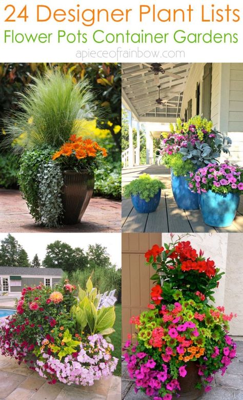 24 Stunning Container Garden Planting Ideas - A Piece Of Rainbow Mixed Flower Pots, Patio Planting, Full Sun Container Plants, Patio Flower Pots, Gemüseanbau In Kübeln, Potted Plants Patio, Patio Container Gardening, Backyard Gardens, Tanaman Pot