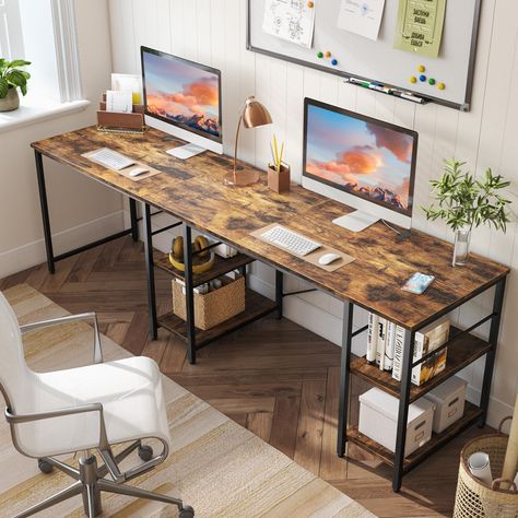 17 Stories Fortson L Shaped Desk with Shelves or 2 Person 95.2'' Long Table & Reviews | Wayfair L Shaped Desk With Shelves, Desk With File Drawer, Desk With Shelves, Desk With Keyboard Tray, Long Desk, Home Office Computer Desk, Corner Computer Desk, Small Space Bedroom, Shaped Desk