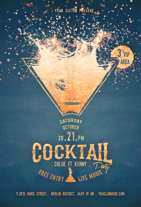 Cocktail Party Flyer album, bar, club, copper, dark blue, dj, glitter, goblet, golden, ladies, lady, light, menu, music, night, party, sparkle, sparkling, turquoise, wine, yellow Cocktail Party Flyer, Promotional Poster Design, Music Night, Promotional Poster, Party Flyer Template, Bar Poster, Club Poster, Event Poster Design, Creative Flyers