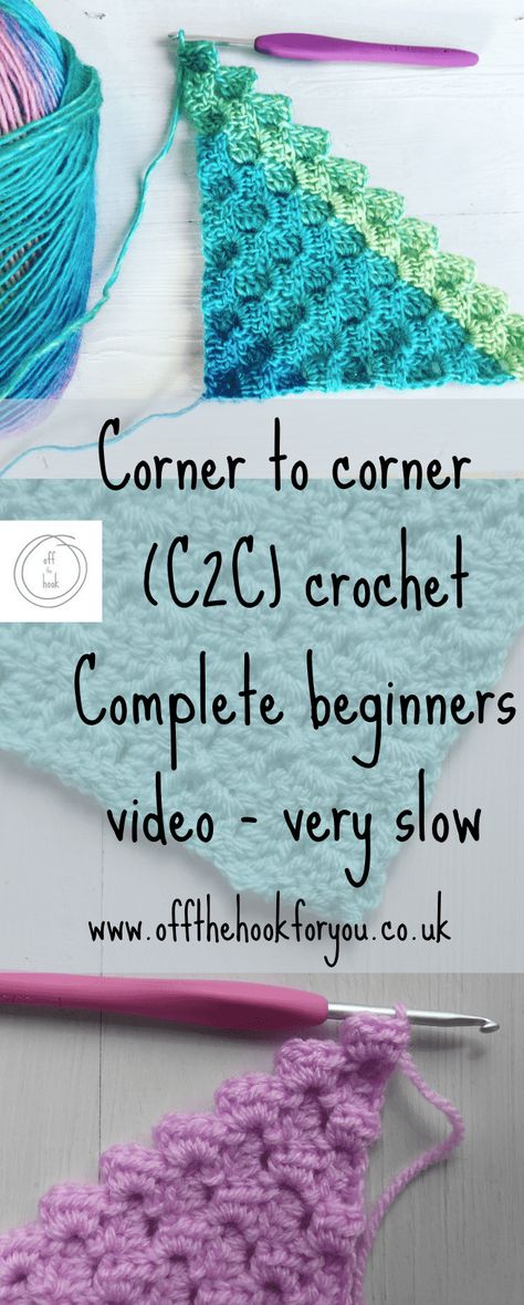 Corner to Corner crochet for beginners - with Video - off the hook for you Crochet Blanket Size Chart, Crochet Blanket Size, Easy Crochet Blankets, Blanket Size Chart, Crochet Blanket Easy, Chart Crochet, Crochet Quotes, Corner To Corner Crochet Pattern, Crochet C2c Pattern