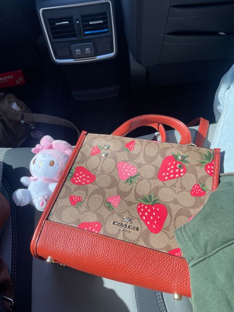 Strawberry Coach Bag, Coach Strawberry Bag, Coach Strawberry, Strawberry Bag, Girly Vibes, Dream Bags, Sanrio My Melody, Brand Clothes, Girly Bags