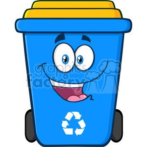 royalty free rf clipart illustration happy blue recycle bin cartoon character vector illustration isolated on white background Recycling Eyfs, Truck Theme Birthday, Recycling Activities, Classroom Welcome, Weather Symbols, Recycle Bin, Earth Day Crafts, Royalty Free Clipart, Trash Art