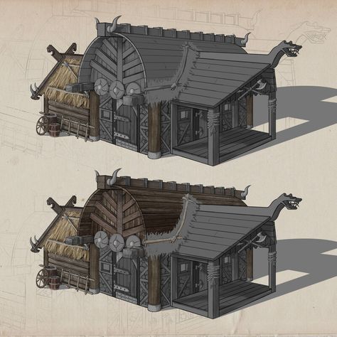 Nordic House Plans, Fantasy House Concept, Viking Camp, Viking Aesthetic, Nordic Architecture, Viking House, Viking Character, Viking Village, Vikings Game