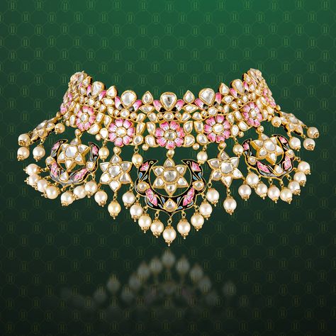 Hazoorilal Jewellers, Uncut Diamond Necklace, Coral Jewelry Set, Unique Bridal Jewelry, Kundan Jewellery Bridal, Neck Pieces Jewelry, Diamond Jewelry Earrings, Choker Necklace Designs, Choker Designs