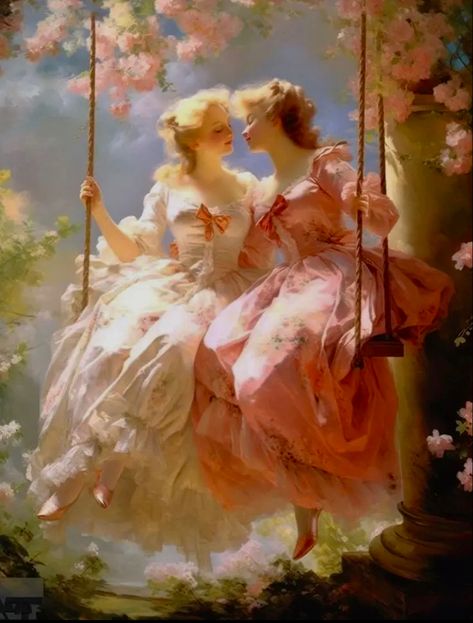 Rococo Art, Rennaissance Art, Lesbian Art, Queer Art, Arte Inspo, Fete Anime, Old Paintings, Romantic Art, Ethereal Art