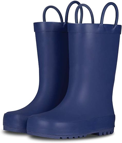 Amazon.com | LONECONE Elementary Collection - Premium Natural Rubber Rain Boots with Matte Finish for Toddlers and Kids, Ribbon Blue, Toddler 5 | Rain Boots Product Development Process, Kids Cleaning, Rubber Boots, Local Design, Coordinating Colors, Natural Rubber, Strap Heels, Get Dressed, Kid Shoes