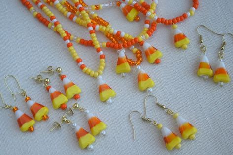 Halloween Candy Corn Jewelry Necklaces and Earrings Sets or - Etsy Cheap Yellow Jewelry For Halloween, Cheap Trendy Halloween Necklace, Cheap Quirky Halloween Jewelry, Quirky Cheap Halloween Jewelry, Candy Corn Necklace, Candy Corn Earrings Diy, Yellow Novelty Jewelry For Party, Fun Orange Jewelry For Halloween, Fun Orange Halloween Jewelry