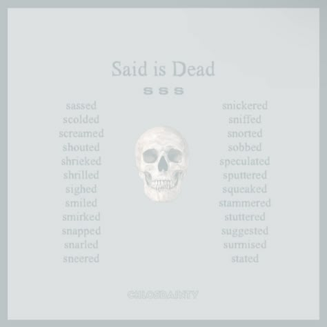 Said Is Dead Chart, Said Is Dead Writing, Rp Tips, Novel Names, Said Is Dead, Nerd Core, Imaginary Characters, Dr Ideas, Absolute Zero